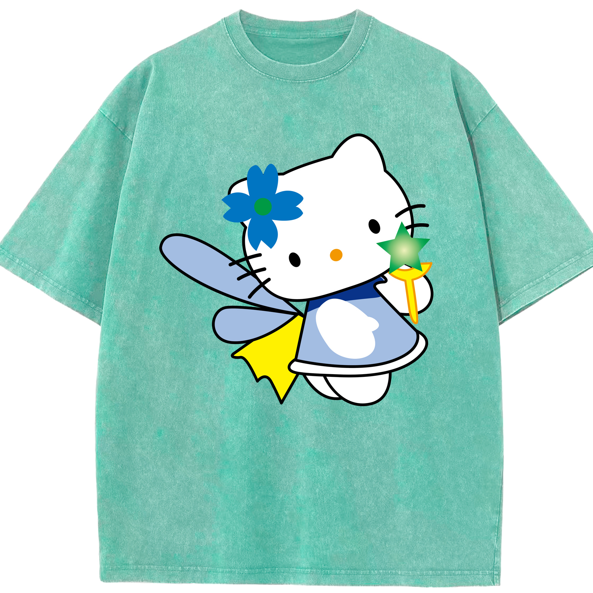 （画像用） Hello Kitty ハローキティ 綿100% ヴィンテージ風 半袖Tシャツ（フロントプリント）